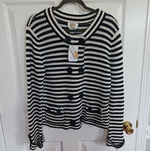 Talbots Petite Striped Knit Jacket Sweater. XLARGE NWT